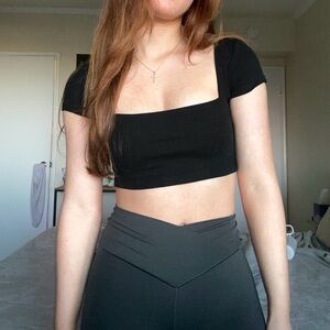 Zara Black Square Neck Crop Top
